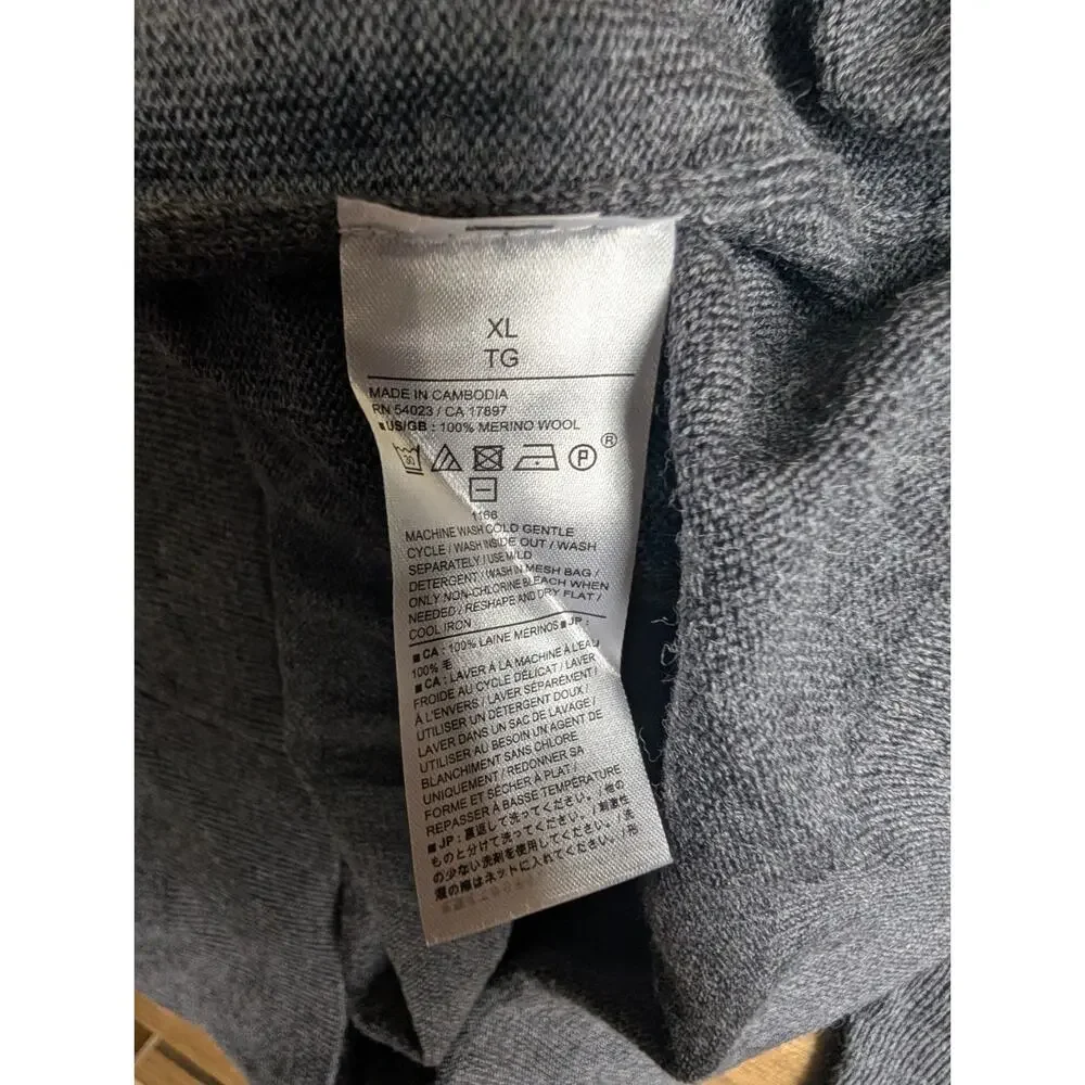 Banana Republic Sweater Mens XL Dark Gray Merino Wool Long Sleeve Turtleneck NWT